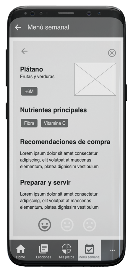 Feed my kid wireframe - Menú semanal